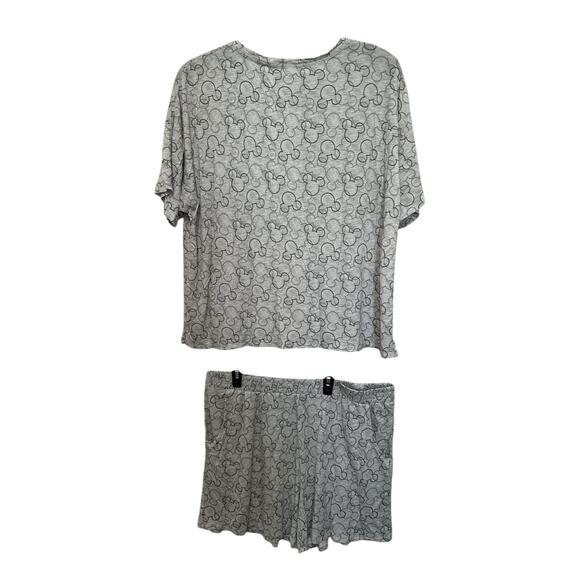 Disney Women's 2 Piece Short Pajama Set Medium Gray Mickey Mouse - Picture 4 of 5